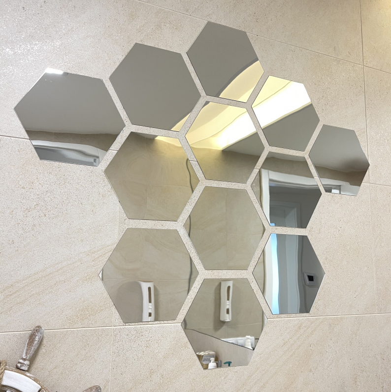 Oglinzi Decorative Stickere Hexagonale - 12 Bucati