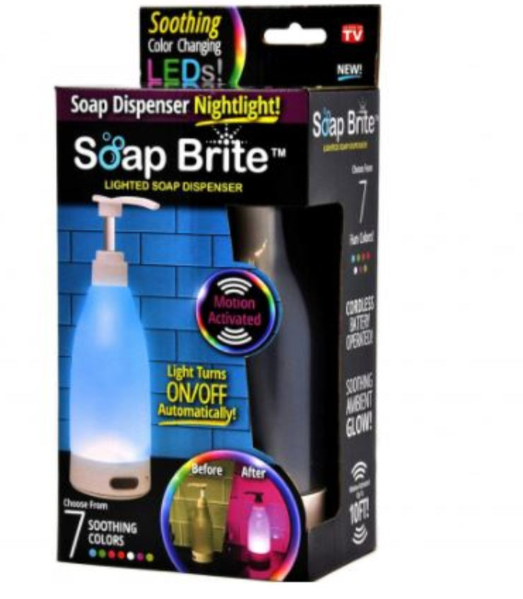 Dozator de sapun cu lumina LED Soap Brite se poate folosi pentru sapun lichid, gel dezinfectant, lotiune, detergent de vase, gel de dus etc