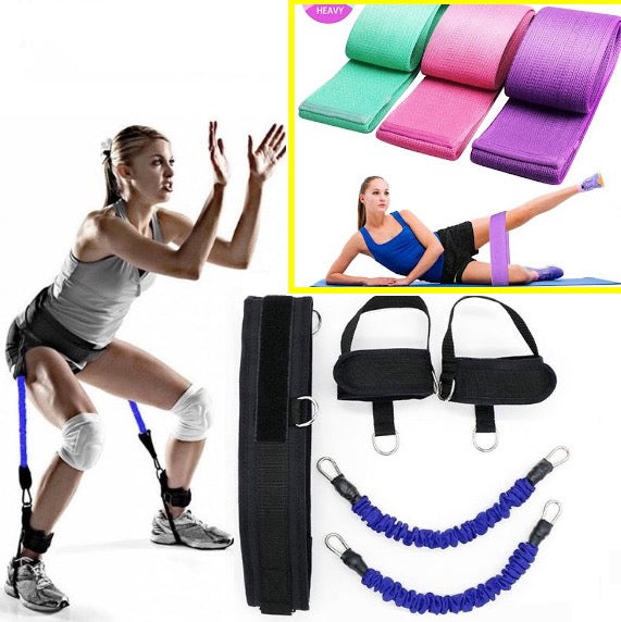 Kit: Set benzi fitness + Set 3 corzi elastice pentru fitness