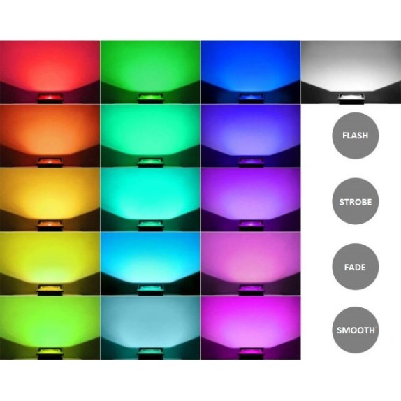 Proiector LED RGB - 15 culori + 4 jocuri de culori, 20W, IP65, telecomanda IR cu 24 taste